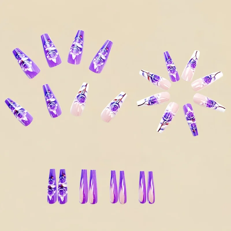 Рисунок 2 - удлиненные ногти пресс на фиолетовые