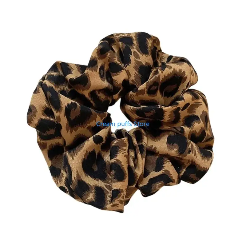 50LE Elegant Leopard Print Scrunchies For Women Girl Daily Wear Ponytail Holder Hair Styling Accessories For Fine Hair 2PCS