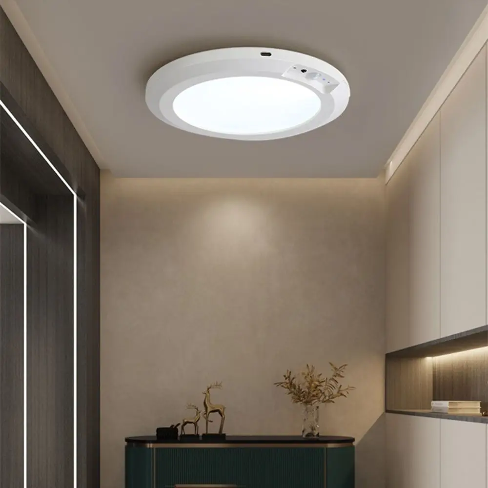 Round Motion Sensor Lights 3 Color Wireless induction Ceiling Light with Remote Control Rechargeable LED Closet Lamp Entrance
