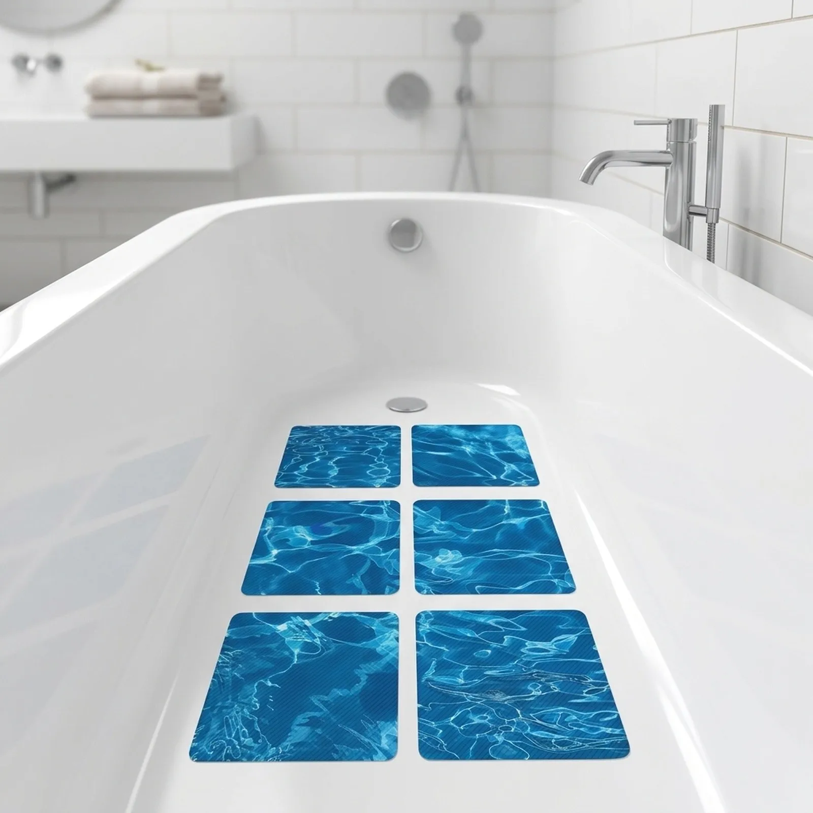 Non Slip PVC Bathroom Bathtub Bottom Stickers 6Pcs Frosted Design for Bathtubs Shower Floors Stairs and Smooth Surfaces