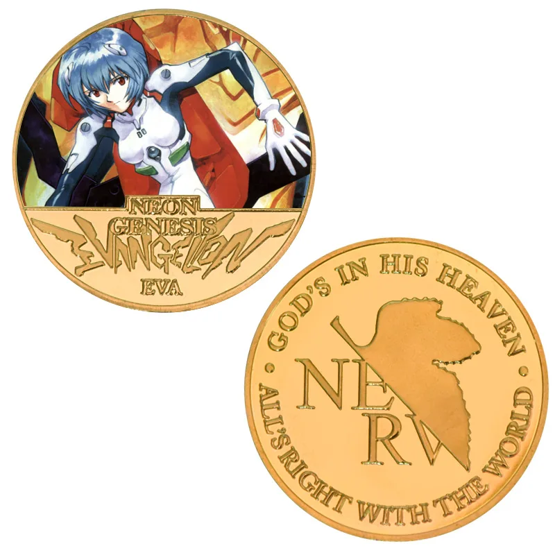 EVA Commemorative Collection Gold Coins Neon Genesis Evangelion Anime Figure Asuka Langley Ayanami Rei Portrait Anime Coin Gift view 5