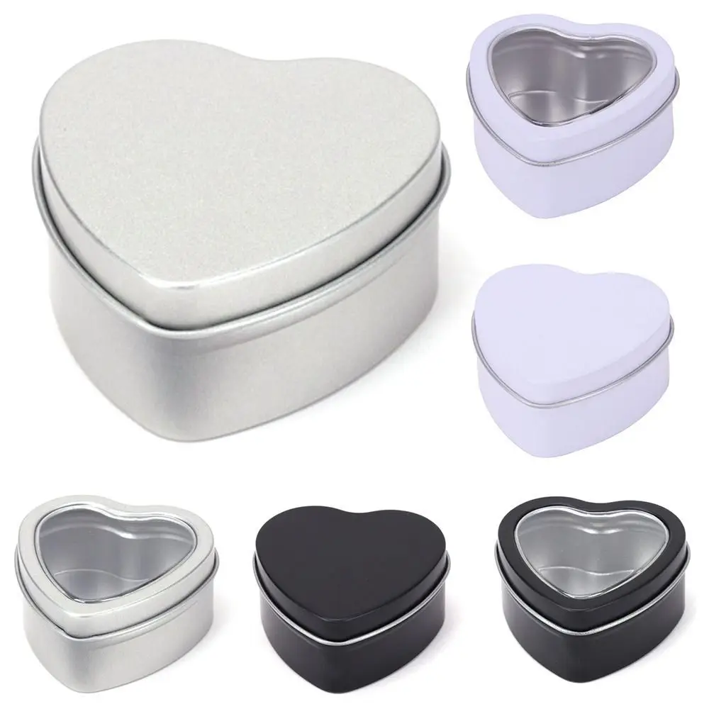 Caja de Metal en forma de corazón, tarro de aluminio para crema, bálsamo, vela para uñas, contenedor de cosméticos, latas de té rellenables, caja de embalaje de dulces, 1 ud.