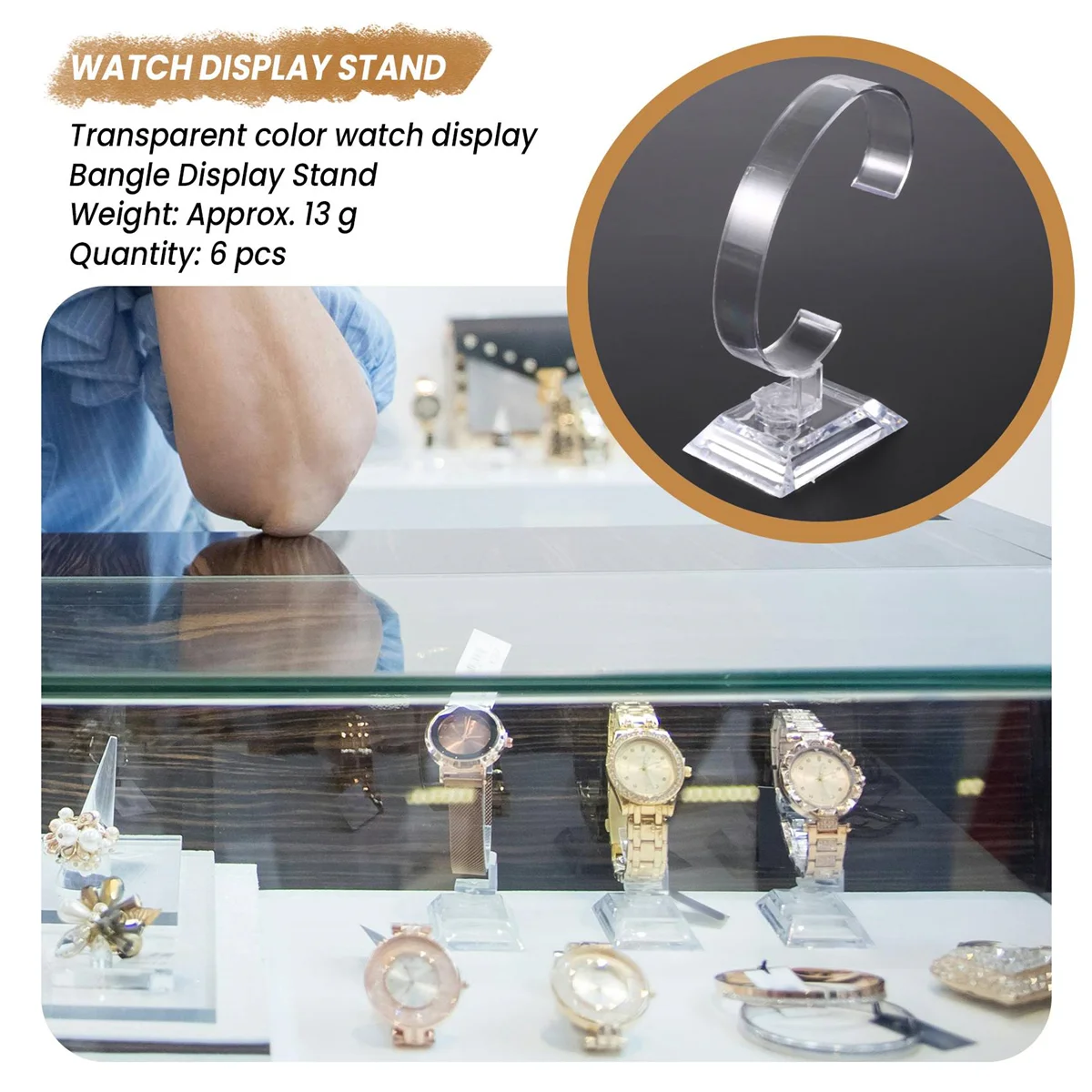 FZFZ 6 x 플라스틱 쥬얼리 팔찌 커프 팔찌 시계 디스플레이 스탠드 홀더