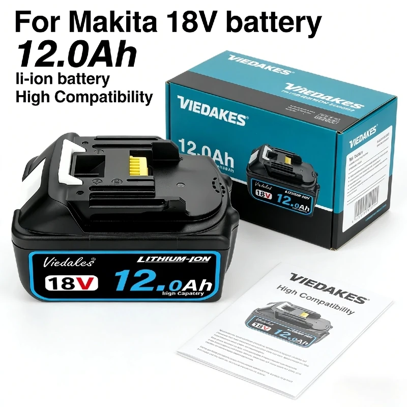

18V 12.0Ah Rechargeable Battery, for Makita 18V battery BL1860 BL1840B BL1850 18V Cordless Power Tools