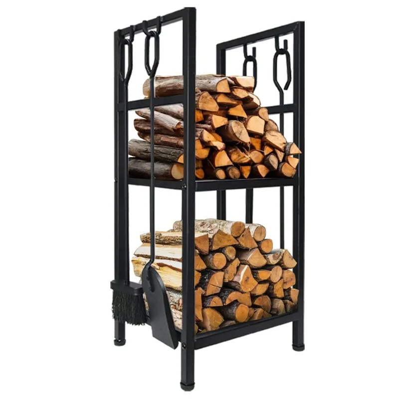 

Производство стойки для инструментов для дров Стойка для камина Открытый 2-уровневый держатель для дров с 4 инструментами для камина Стойка для штабелирования дров