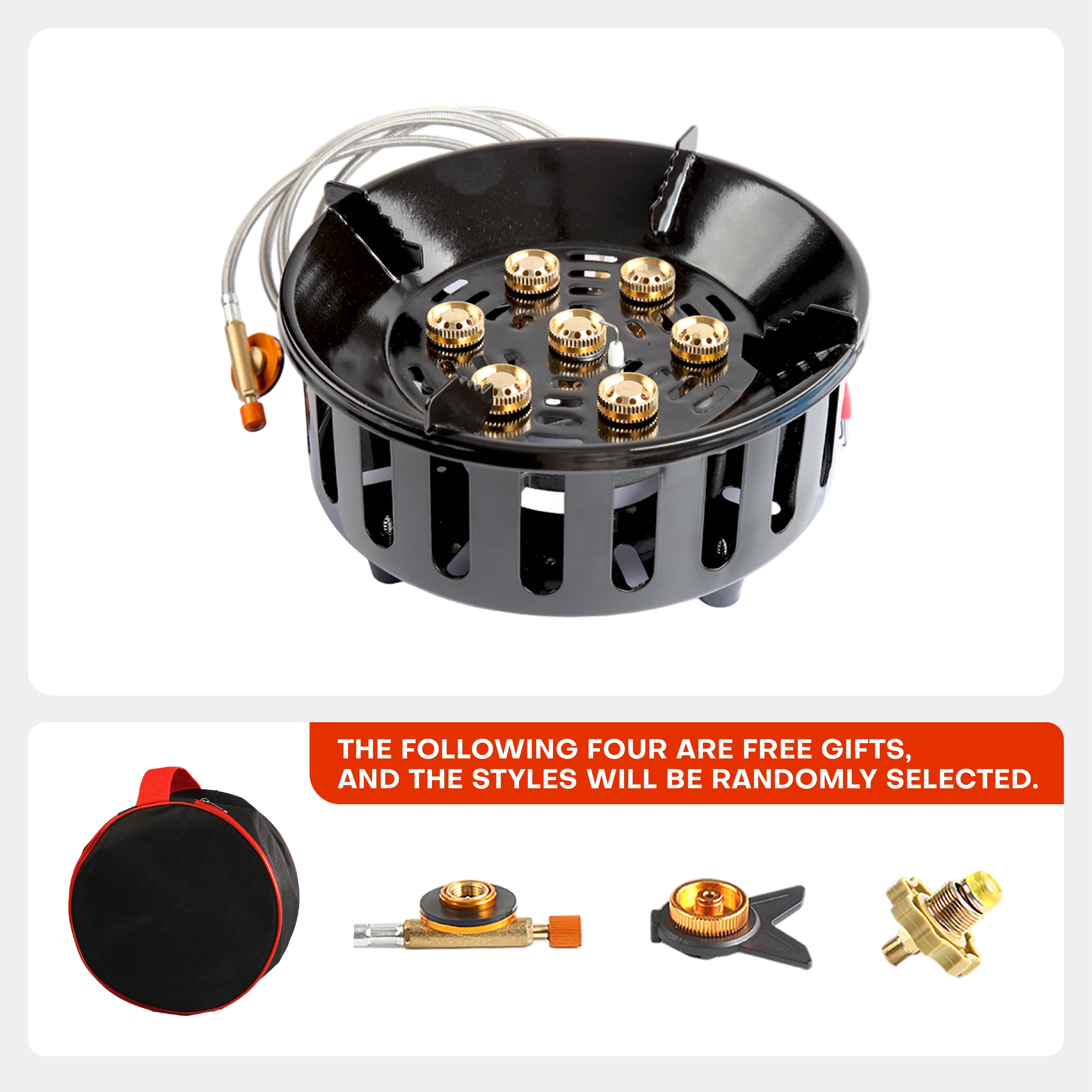 19800W 7-Core Camping Stove High-Power Strong Fire Portable Tourist Gas Burner Windproof Electronic ignition Camping Equipment
