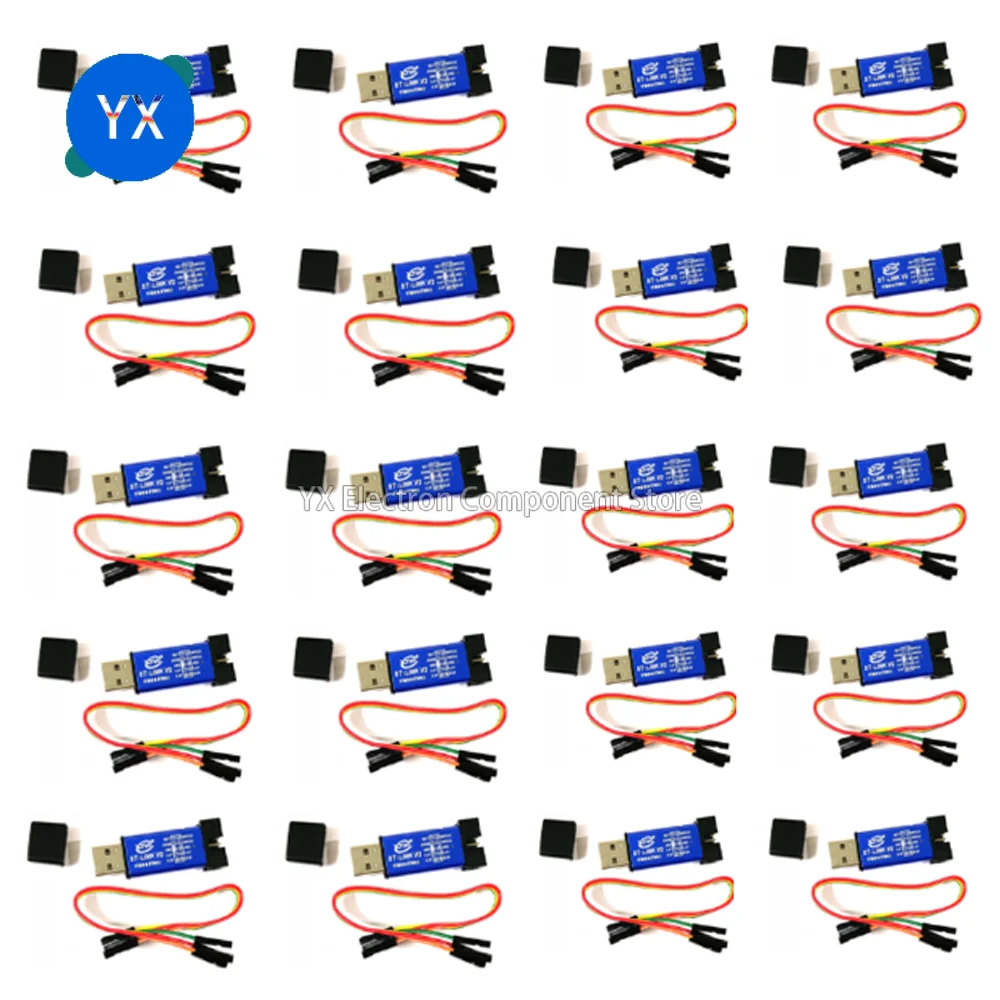 20pcs ST-LINK V2 STM8/STM32 Analog Programmer Stlink Downloader Line Burner Debugger