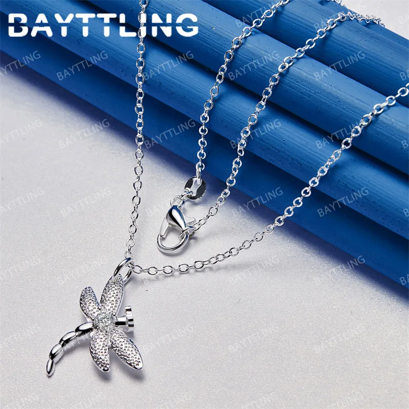 Fashion 925 Sterling Silver 16-30 Inch Exquisite Crown Dragonfly Pendant Necklace for Women Accessories Gift Engagement Jewelry