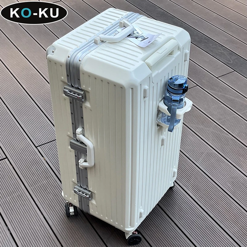 KO-KU Large Capacity Aluminium Frame Luggage Multifunctional Trolley Case 34/40 Inch Shock Absorption Brake Universal Wheel