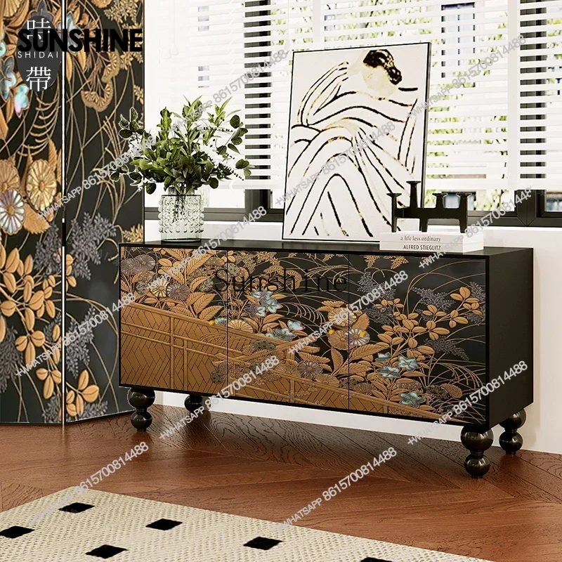 

Household living room entrance aisle all solid wood multi-functional lockerX