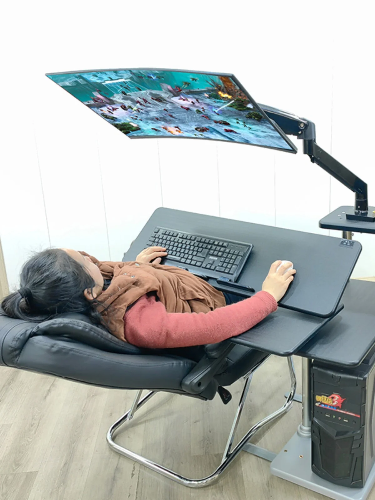 Desktop esports table, cockpit suspension bracket, computer table, mobile lifting bracket, lazy person table