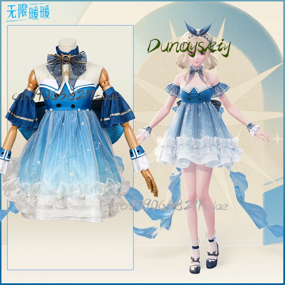 ^인피니티 니키 COS 의상 – 라이트 위스퍼 버블 로리타 드레스 풀 세트 할로윈 졸업 롤플레잉/애니메이션 스타일