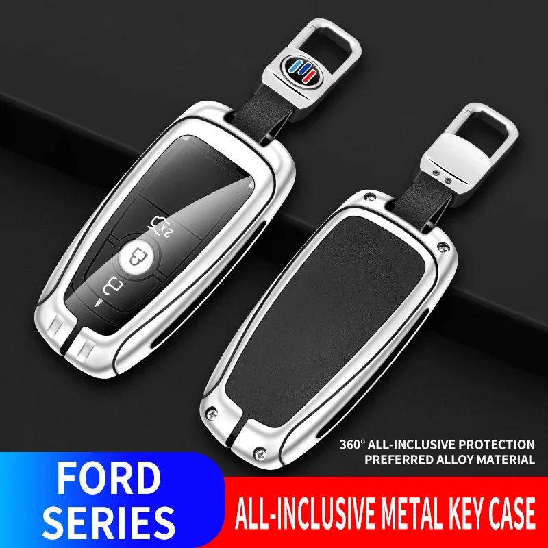 

Zinc Alloy Leather Car Key Cover For Ford Fusion Mondeo Mustang Explorer Edge EcoSport For Lincoln Mondeo MKC MKZ MKX