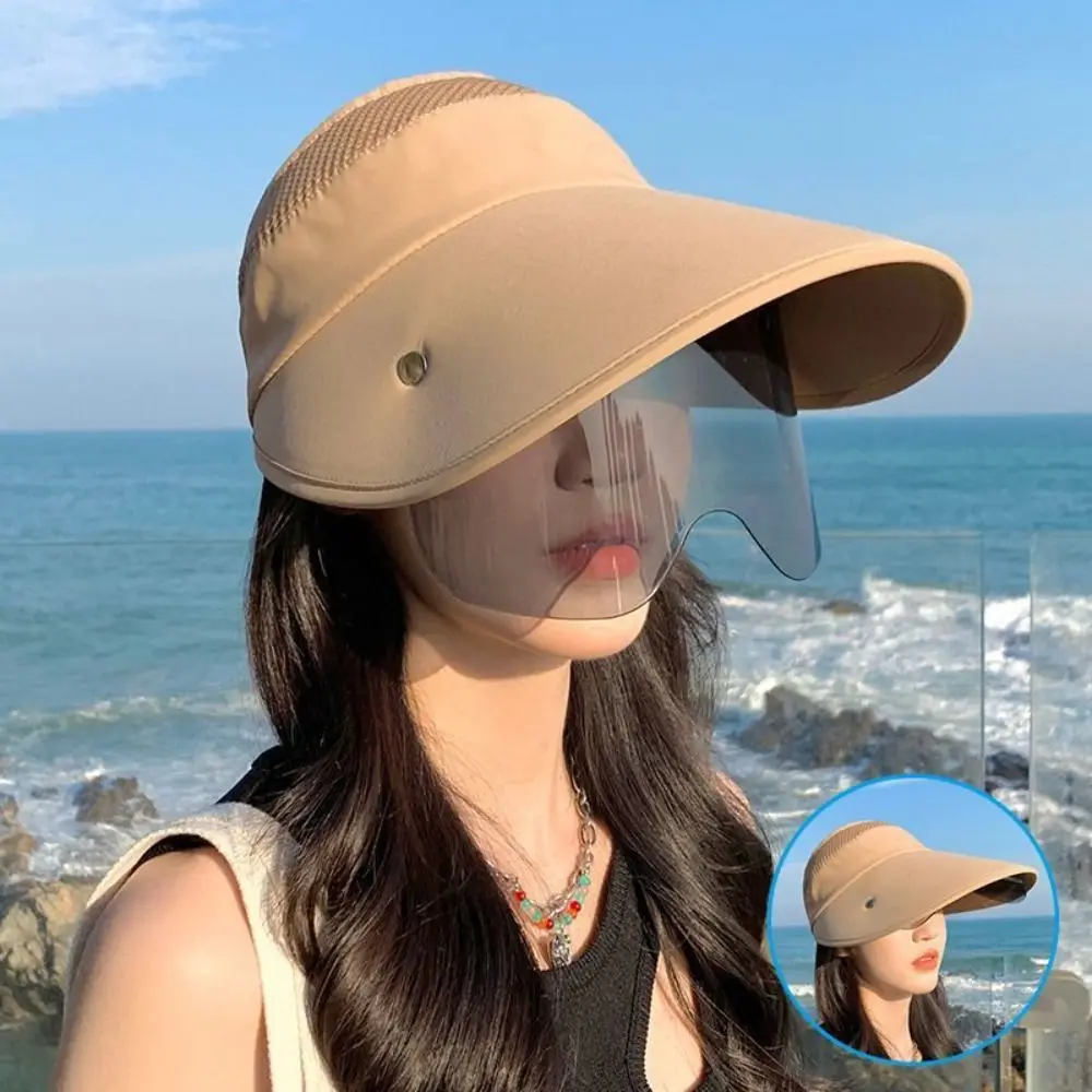 New Women Retractable Drawstring Visor Female Summer Sun Empty Top Hats Riding Outdoor Sports Cap Anti-UV Beach Hat Fishing Caps