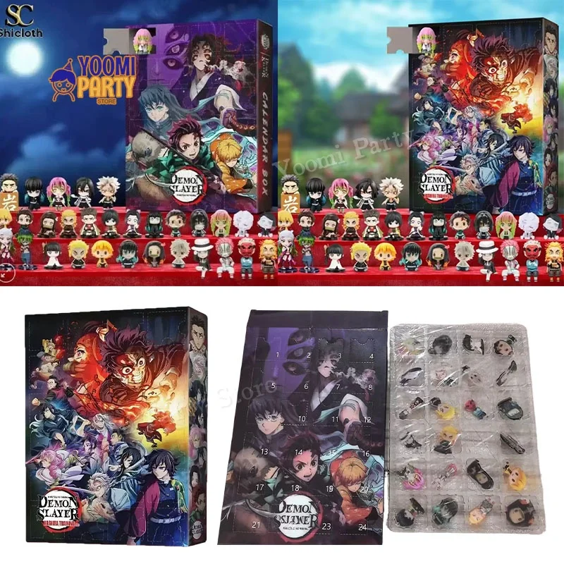 Neuer 2D Demon Slayer Cartoon-Actionfigur Weihnachts-Adventskalender Countdown Anime PVC-Spielzeug für Weihnachtsgeschenke