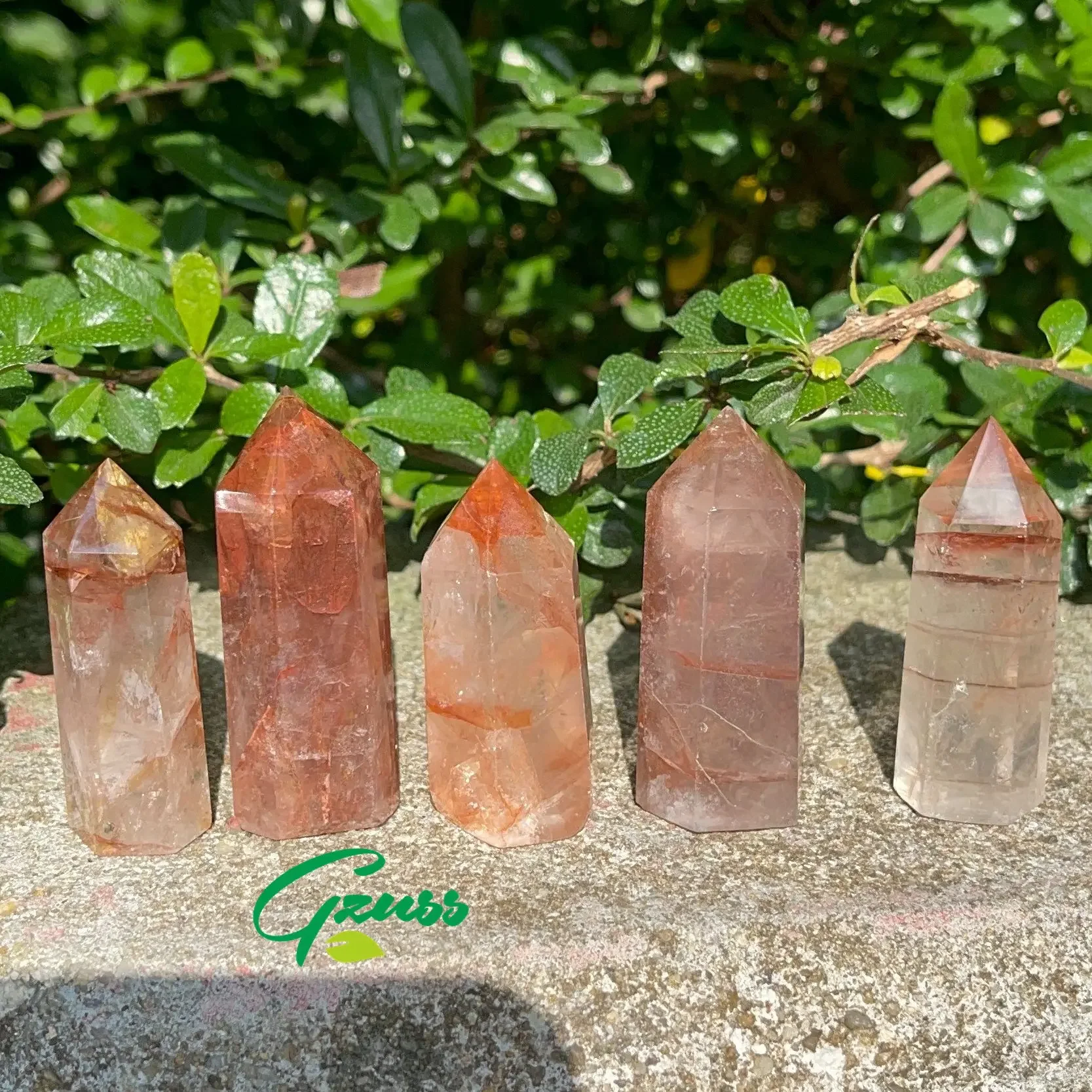 Hematoid Quartz Crystal Tower - Fire Point  Hematite - Harlequin Quartz - Fire Quartz Stone Healing Crystals