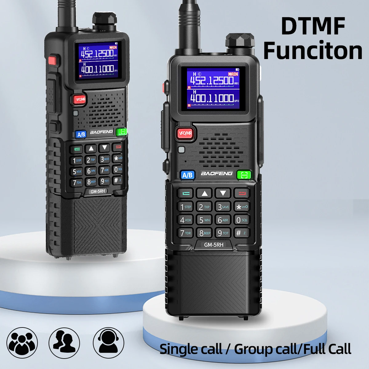 2PCS 바오펑 GM-5RH GMRS 무전기 3800mAh 배터리 타입-C 999CH NOAA UV-5R UV-5RH 5RM 햄 라디오 (사냥, 하이킹용)