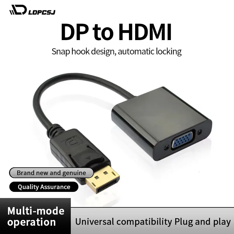 

LDPCSJ Адаптер DisplayPort для VGA 1080p DP Macho для VGA F (22) Cabo Conversor Para Projetor TV Computador Laptop PC