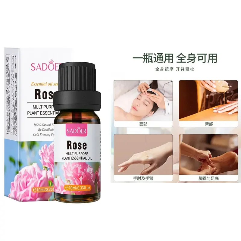 

10ml Natural Rose Essential Oil Relax Body Oil Moisturizing Firming Skin Oil Improve Sleep Relieve Stress Body Care Massage Oil