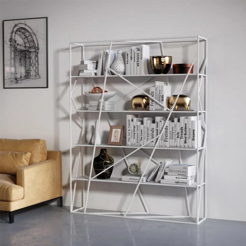 

Bookshelf shelf simple floor-to-ceiling bookcase wrought iron partition living room storage display rack shelf