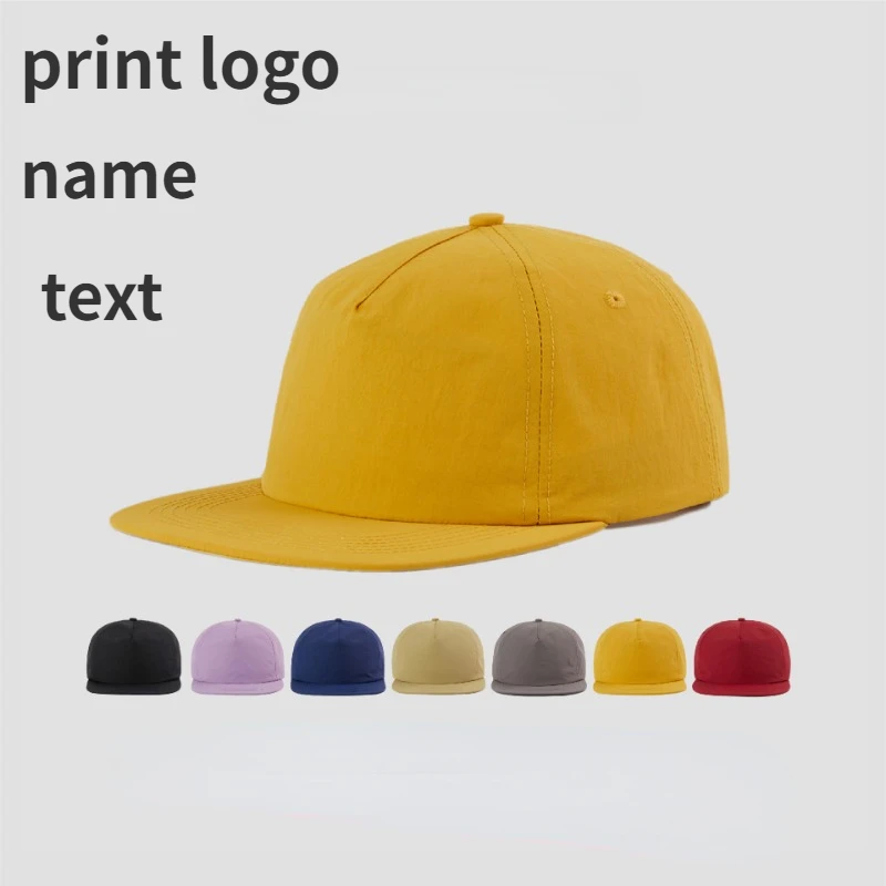 Custom Logo Solid Color Quick-drying Five-panel Women\'s Hip-hop Hat Summer Outdoor Sunshade Casual Nylon Baseball Cap for Men