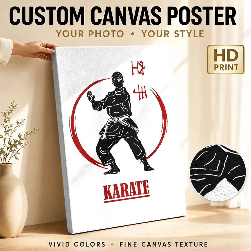 Martial Arts Canvas Poster Customized Japanese Ink Wall Paintings Decoration for Home Gym Dojo Ready to Hang Housewarming Gift