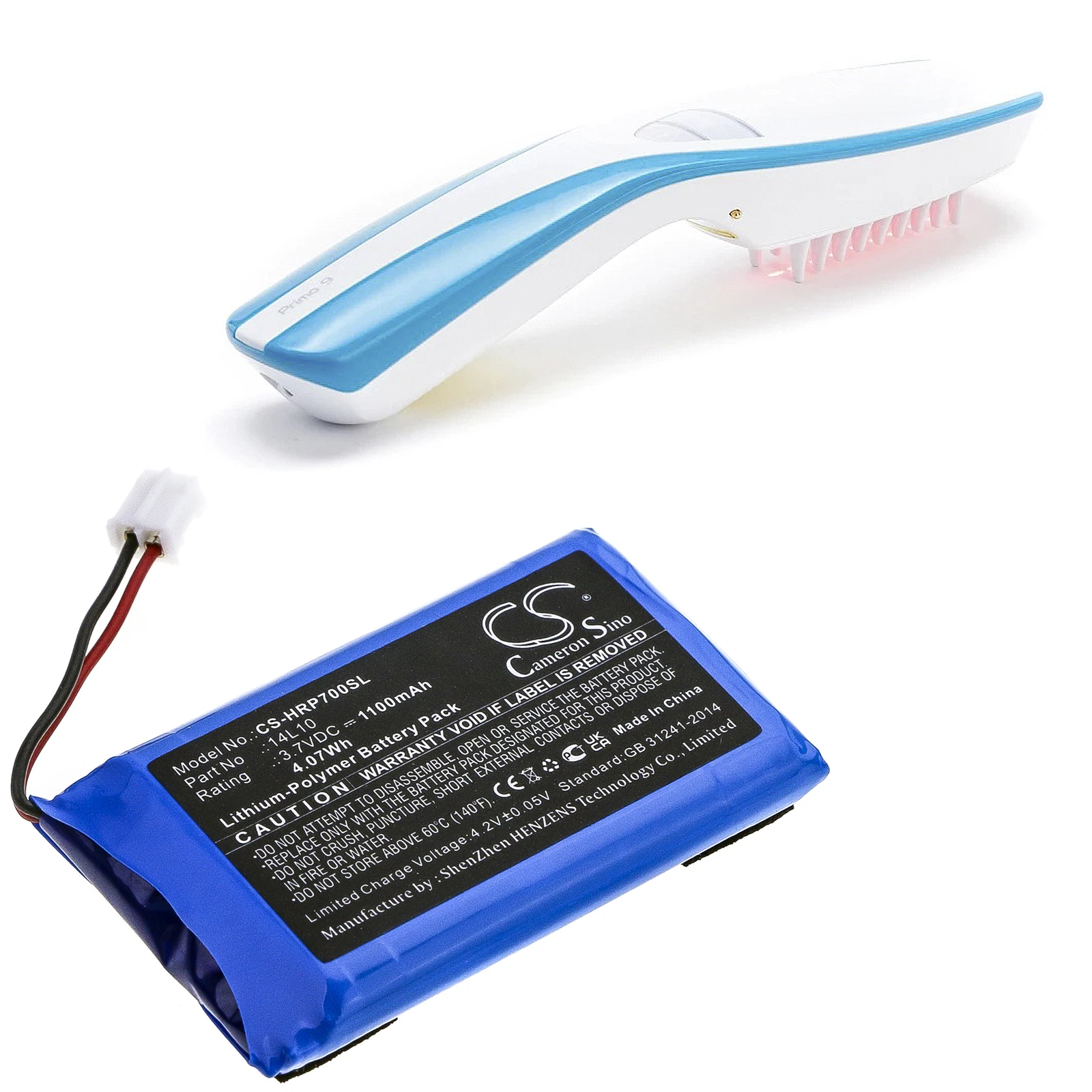 

Cameron Sino 3.7V 1100mAh CS-HRP700SL Personal Care Battery 14L10 for Hairmax Prima 7, Prima 9, PR7-V01 +TOOL