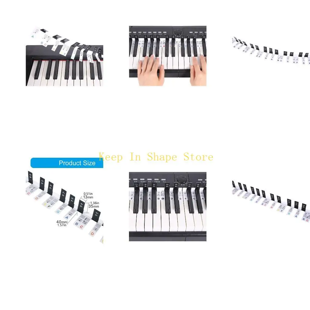 

U1JC Piano Keyboard Stickers Removable Keyboard Letters Electronic Piano Keyboard Note Stickers for Kids and Beginners