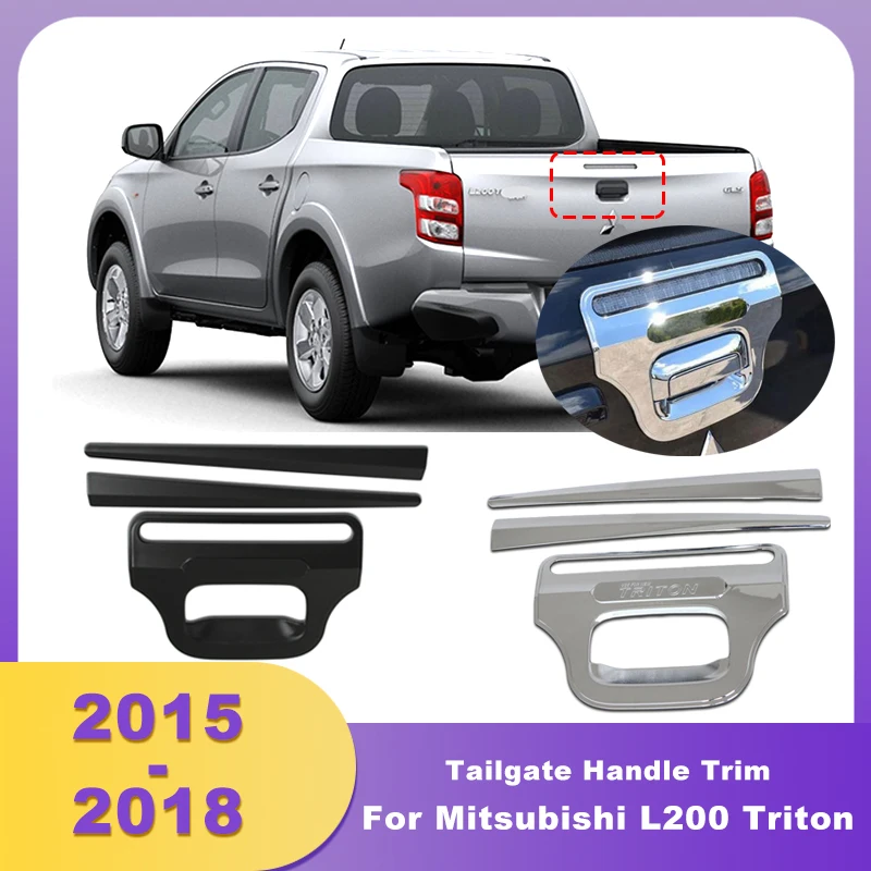 

ABS Chrome Tailgate Handle Cover Rear Door Handle Insert Truck Trim For Mitsubishi L200 Triton 2015 2016 2017 2018