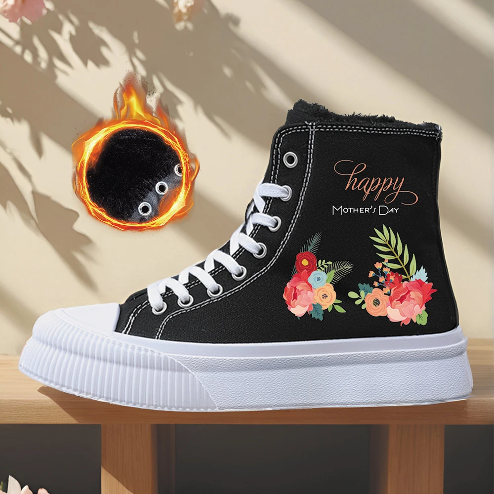 

Women's Sports Shoes Outdoor Spring and Summer Fashion Trbottomy Women's Canvas Shoes Flower Round Toe High Top Round Toe Flats Bottom Breathable Vulcanized Shoes Digital Printing Women's Shoes