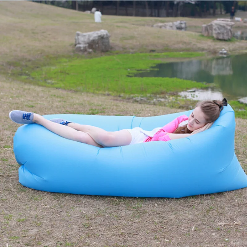 wholesale Outdoors Lazy Sofa Inflatable Lounger Air Sofa Ultralight Portable Mat Sleeping Bag Foldable Beach Camping Hiking,