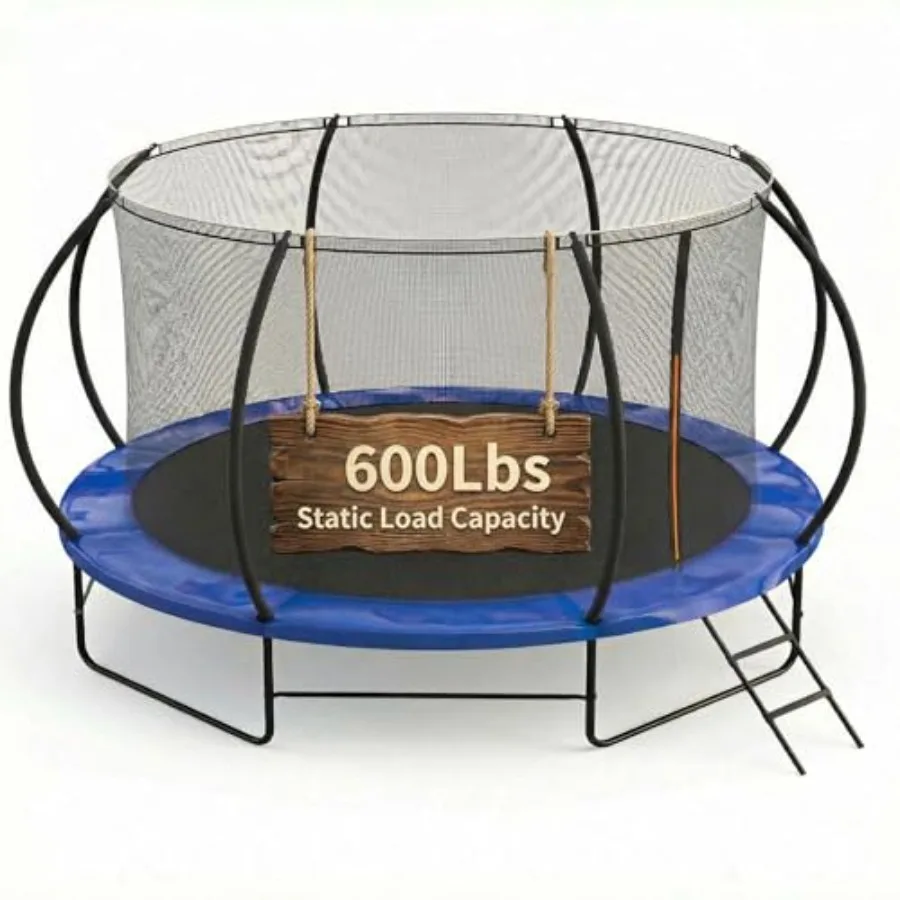 Outdoor backyard trampoline for kids and adults galvanized steel frame with anti-rust coating black enclosure net high weight c