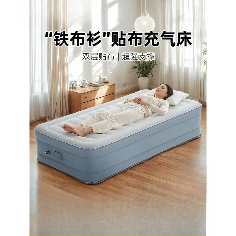 Single Automatic Inflatable Air Mattress, Thick Foldable Air Bed for Home Floor Sleeping & Outdoor Tent Camping