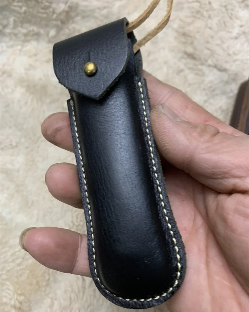 Hand-stitched Knife Case Genuine Leather Scabbard Cover  for Opinel NO.8 111MM Knife Shell Storage Case Protection Shell