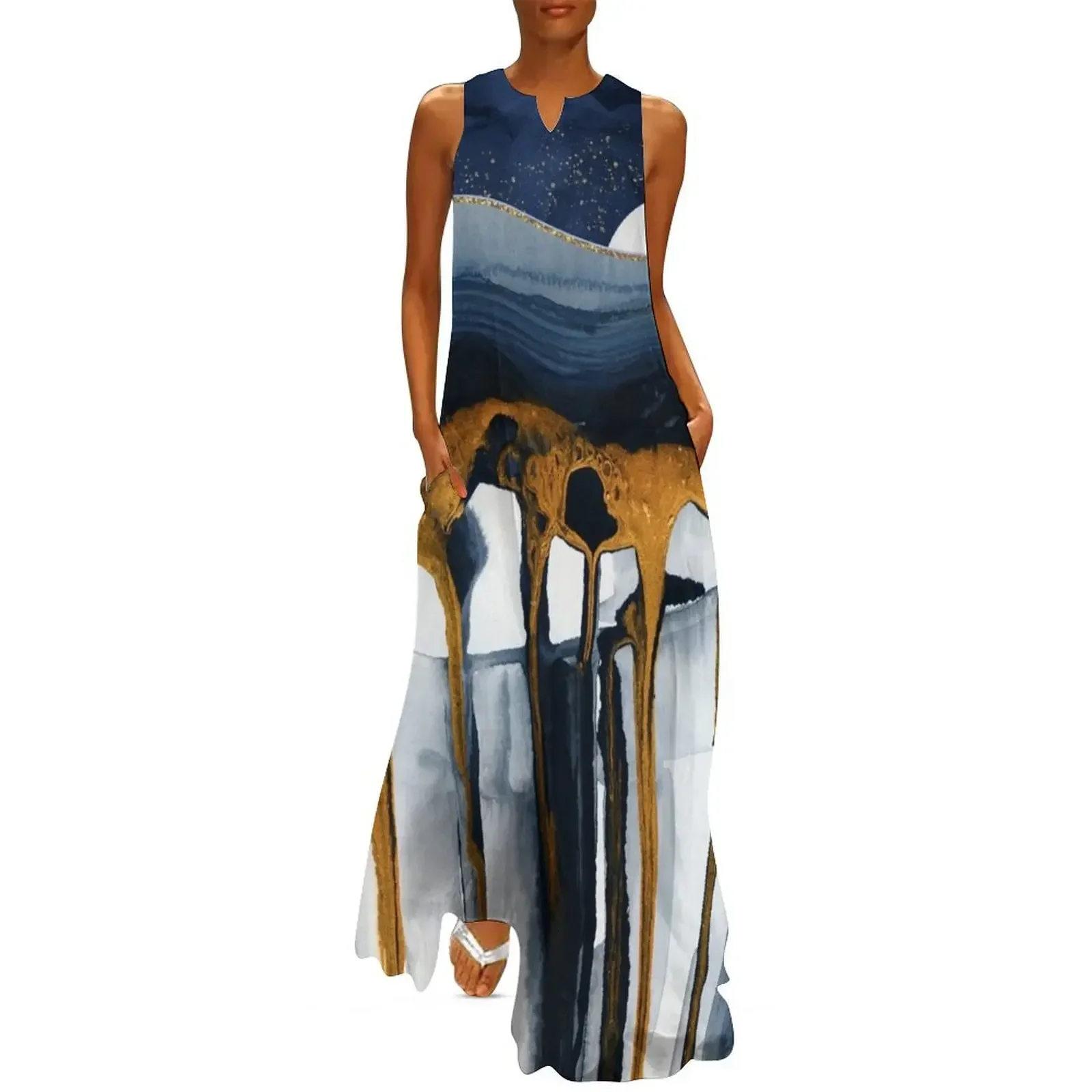 

Liquid Hills Long Dress elegant guest wedding dress womans clothing clothes for woman Dress