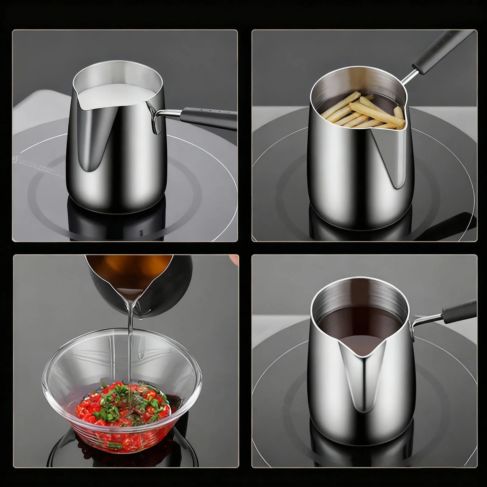 Stovetop Milk Warmer Pot Turkish Coffee Pot 304 Stainless Steel Stovetop Turkish Coffee Maker for Warming Butter Milk Chocolate