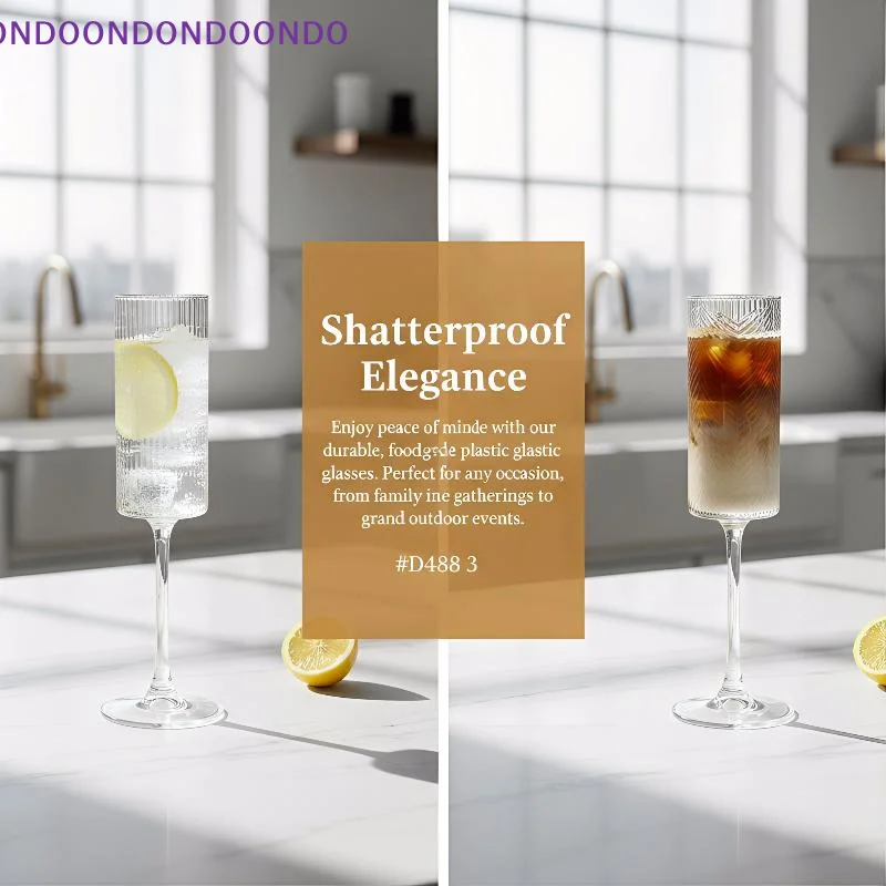 

Transparent Striped Plastic Goblet Unbreakable Wine Glass Luxury Cocktail Champ