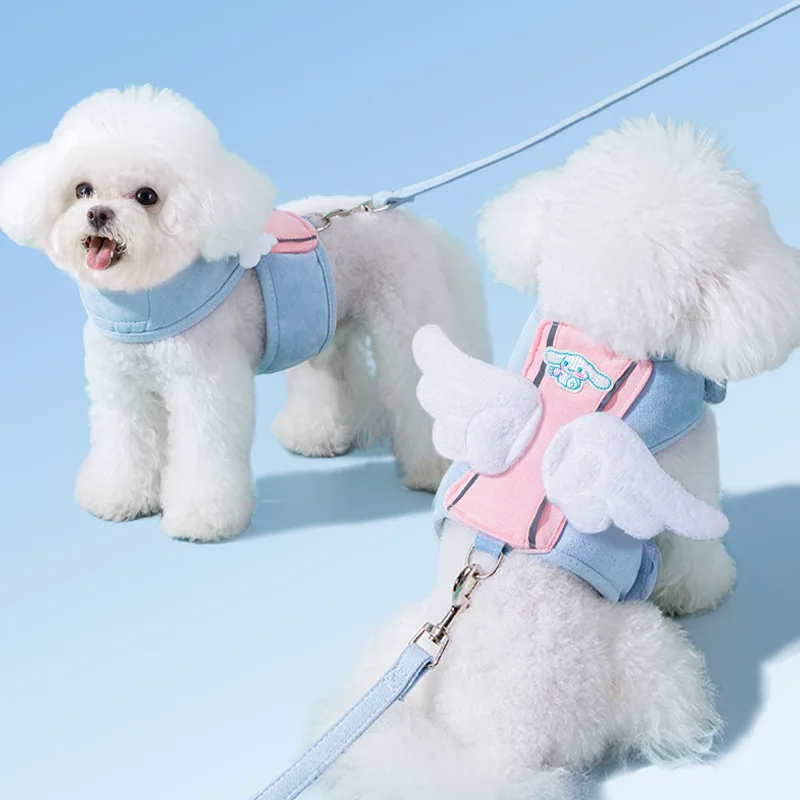 Sanrio Cinnamonll pet dog outing vest-style leash cat walking cat rope small and medium-sized dog chest strap pet supplies