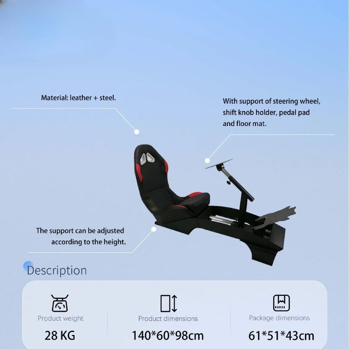 Racing emulator cockpit professional support with TV station, up steering station