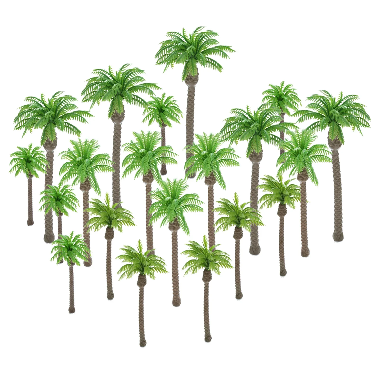 20pcs Mini Coconut Palm Model Trees 6cm/7cm/8.5cm/10.5cm Plastic Artificial Rainforest Diorama Building Railway Micro Landscape