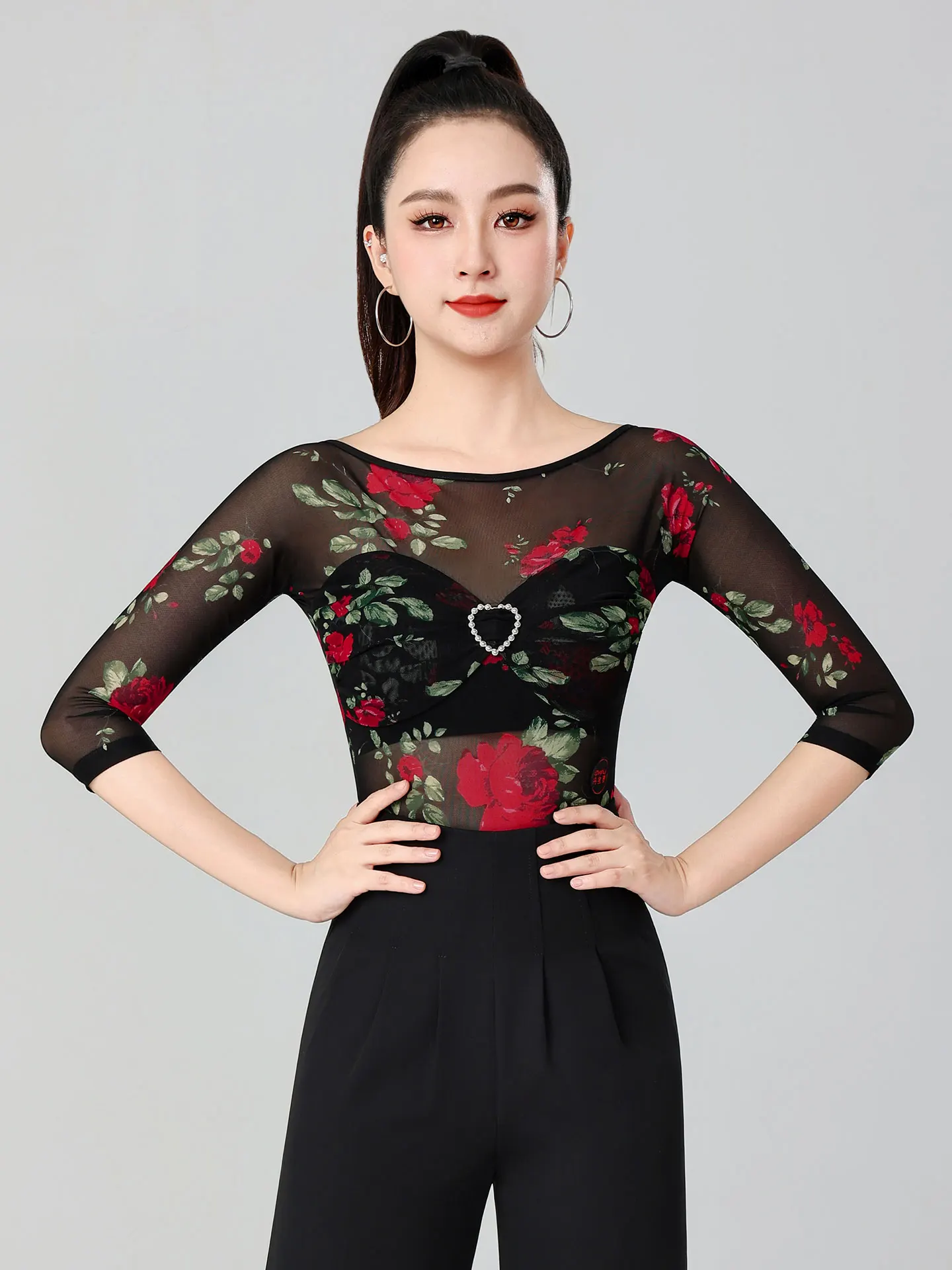 Top da ballo latino Pratica da donna Maglia sexy Body da ballo moderno Sala da ballo Abiti da ballo latino