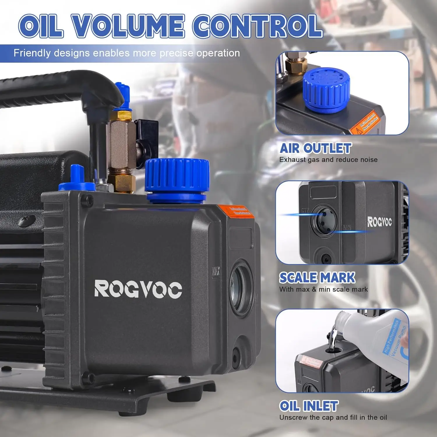 3.5 CFM真空ポンプ、110V 1/4 HP単段ロータリーベーン式エアバキュームポンプ、HVAC/自動車、AC冷媒充填用、適用可能