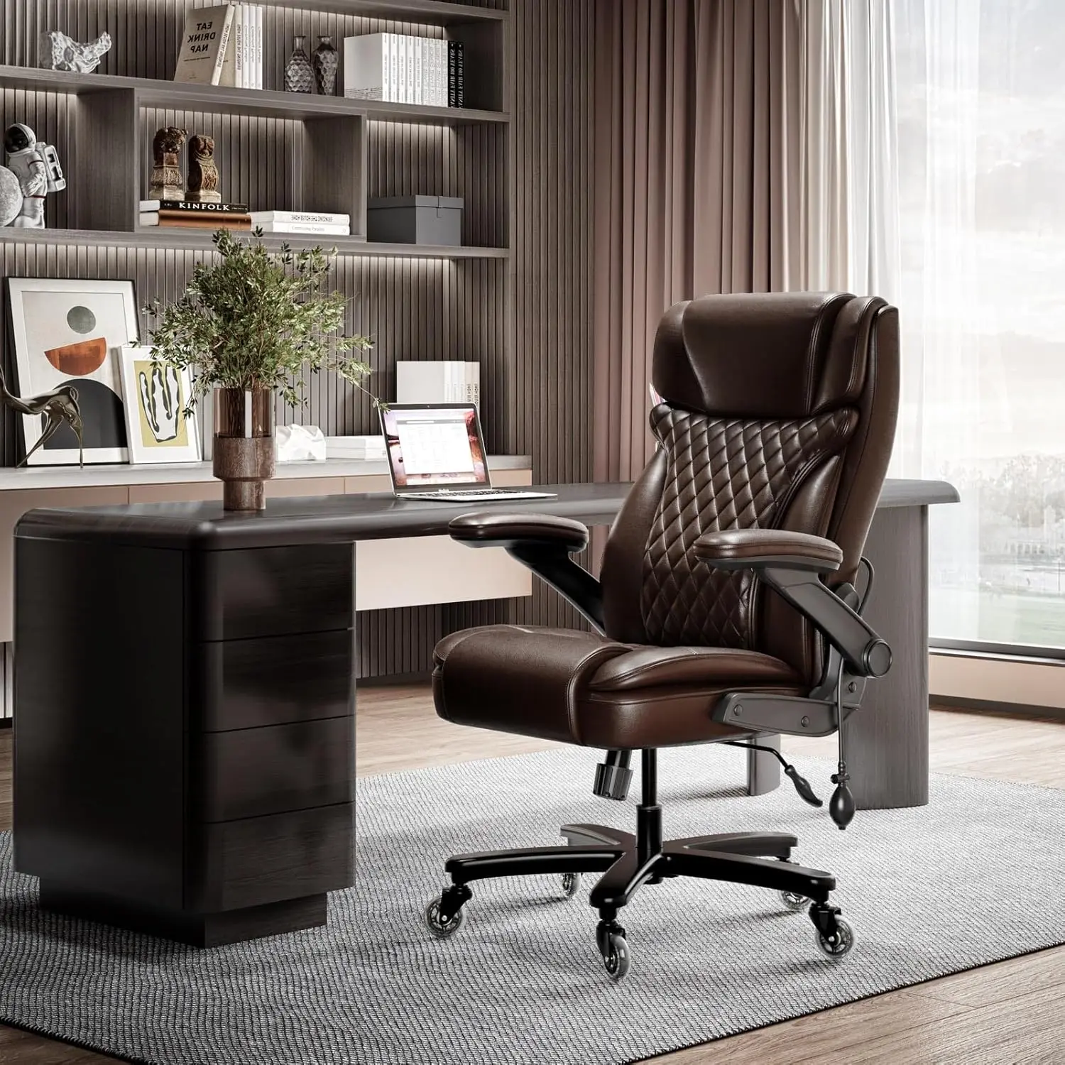 Big And Tall Office Chair 550Lbs, Ergonomic Office Chair With Adjustable Lumbar Support, High Back Computer Chair With Heavy