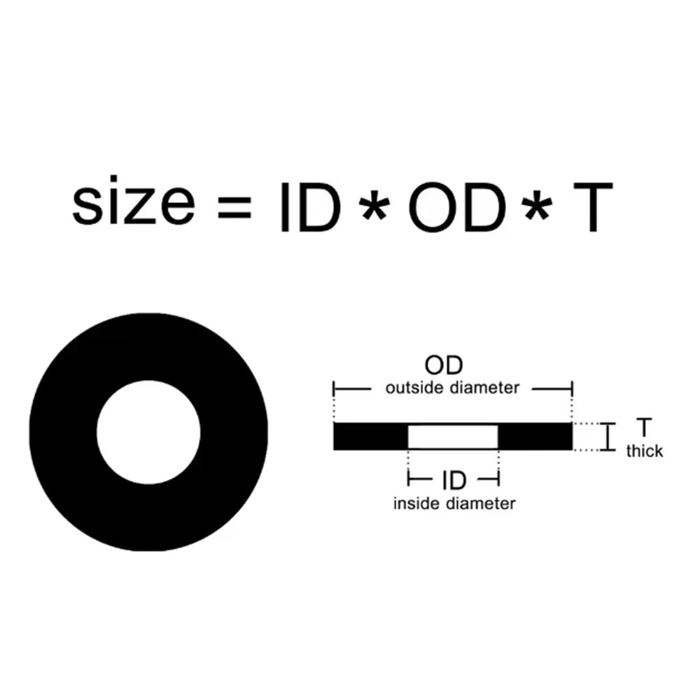 20-100Pc FKM Flange Gasket Thick 3mm Pipe Joint Seal Ring ID 18-377mm Quick Connector Flat gasket Corrosion-Resistant OD45-438mm