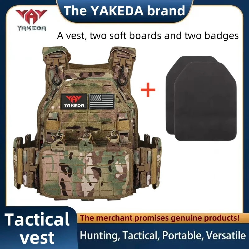 YAKEDA Taktische Weste 6094, schnell abnehmbare, leichte, lasergeschnittene Outdoor-Jagd-Weste mit schwarzen Ausrüstung und hoher Qualität 6