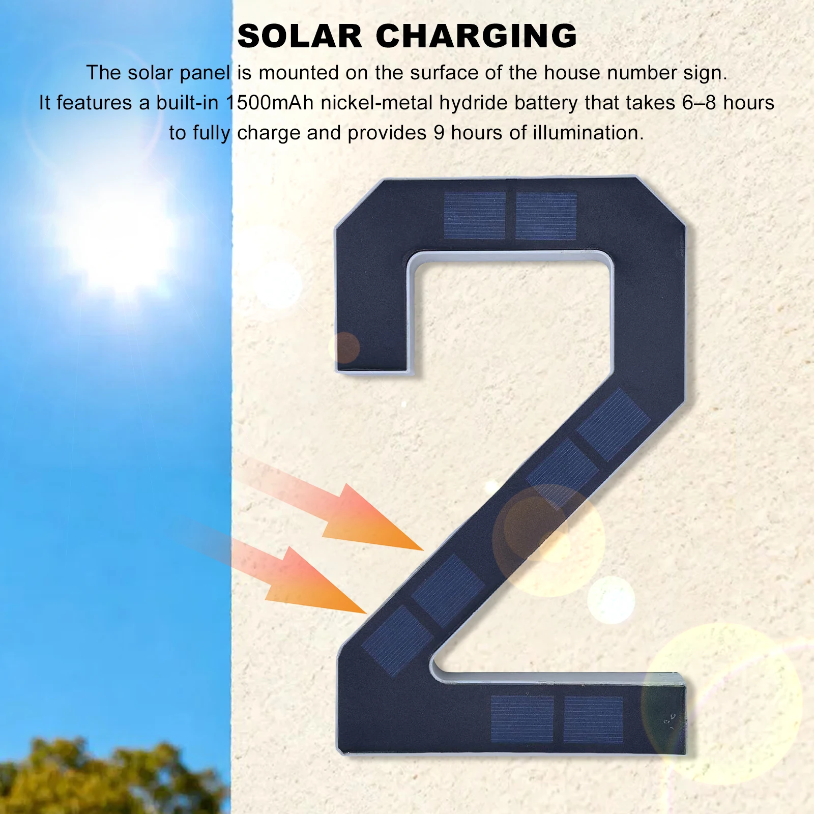 Lighted House Numbers Weatherproof Solar Led House Number Light 9in Led Address Number for Outdoor Modern Home Garden Decoration
