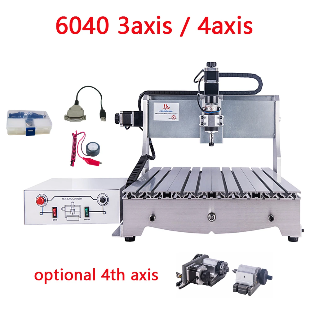 

LY 6040 Mini Milling Machine for Metal PCB Aluminum Wood Carving Drilling 600*400mm 500W Spindle Motor Optional 3 Axis 4 Axis