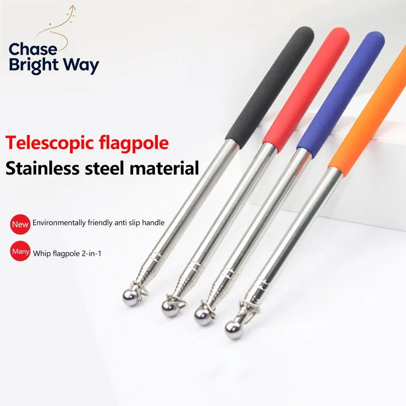 Portable 1.2M Telescopic Steel Teaching Wand Lightweight Flag Pointer Stick for Trainer Parade Guide Presentation