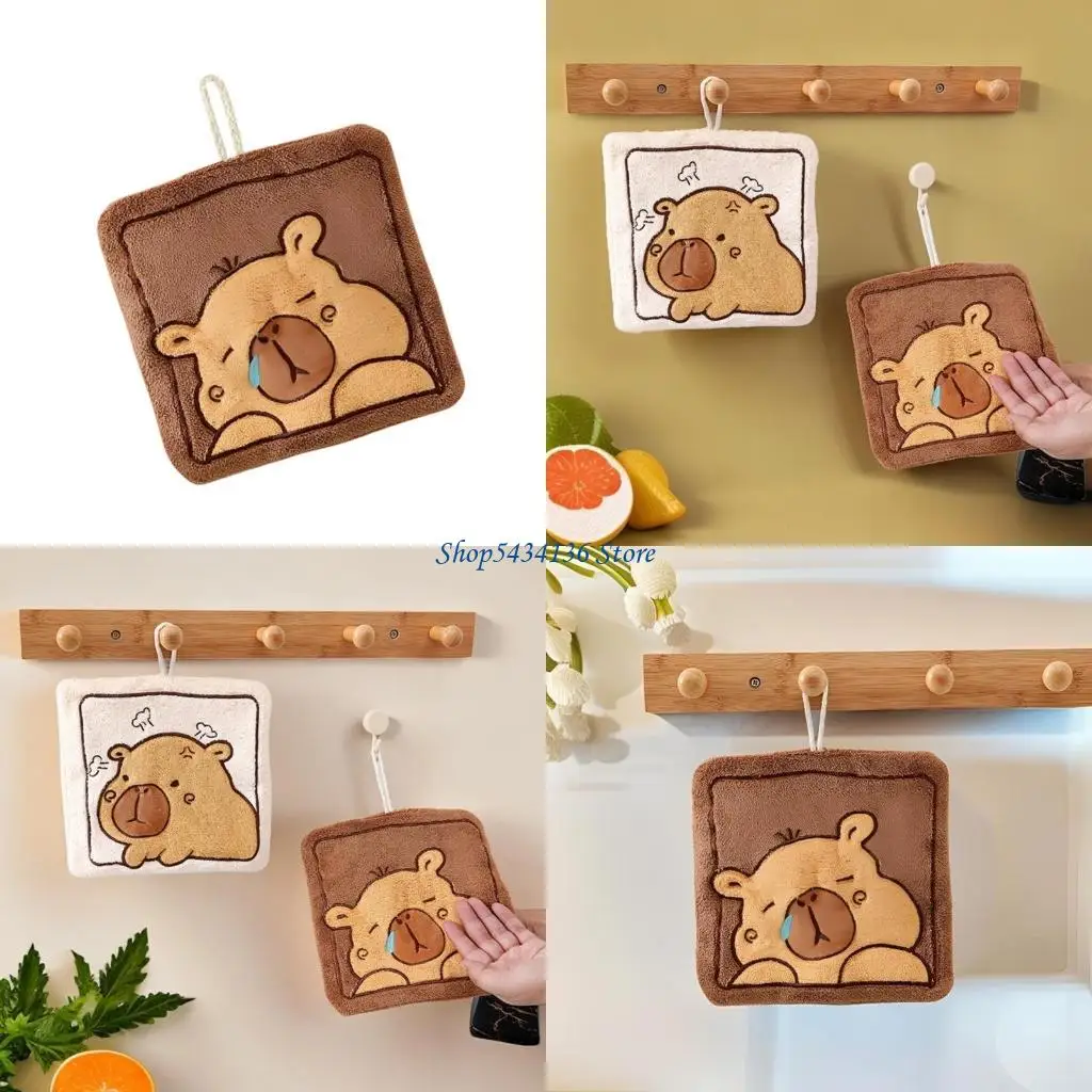H7ED Kids Hand Towel Fun Capybara Hand Towels Soft Strong Water Absorption