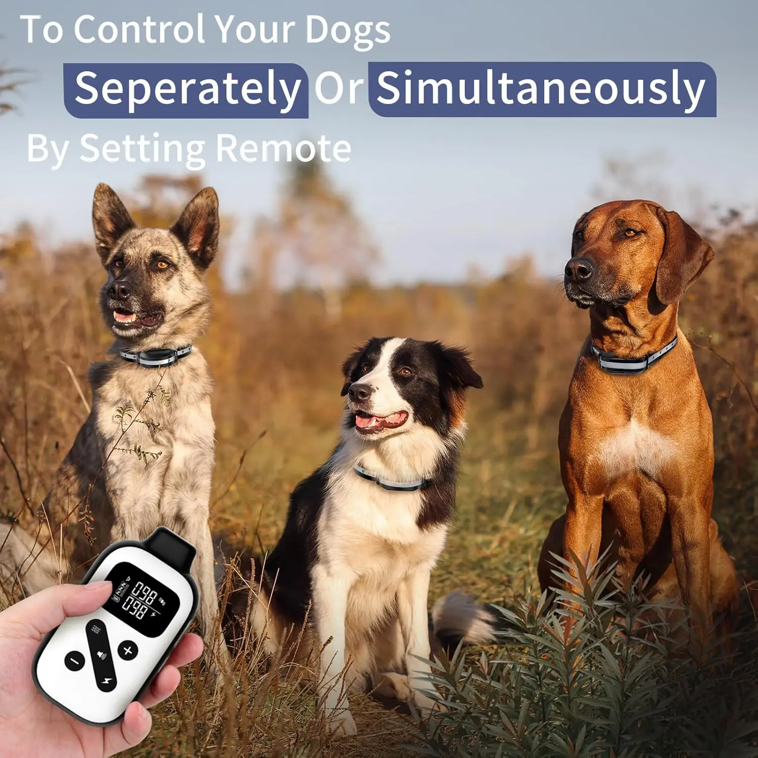 3 ударных ошейника для больших собак, автоматический ошейник для лая с дистанционным управлением, ударный ошейник с 5 регулируемыми уровнями чувствительности